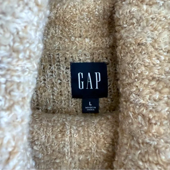 NWT GAP Cozy Boucle Turtleneck Tunic Sweater Wheat Beige L Cowl Neck Warm Knit - Picture 8 of 16